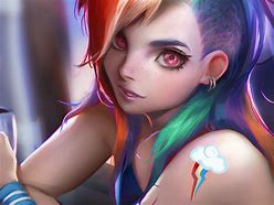 Image result for Anime Realistic Rainbow Hair