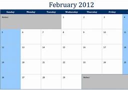 Image result for Calander for February 2012