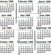 Image result for 1986 Calendar All Moths