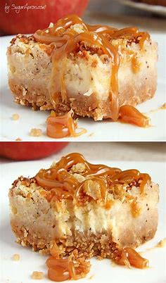 Caramel Apple Crisp Cheesecake Bars - Sugar Apron