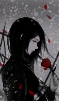 Image result for Anime Girl Holding a Rose