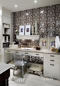 Image result for Wallpapered Built in Wall Desk