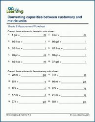 Image result for Measurement Conversions 5th Grade Worksheet
