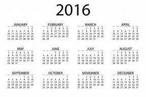 Image result for 2016 Monthly Calendar