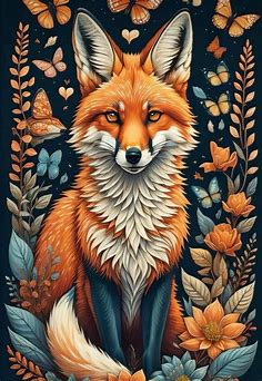 Red fox in autumn colors counted cross stitch pattern digital pdf – Artofit