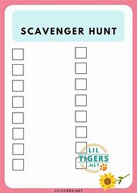 Image result for Scavenger Hunt Checklist Template