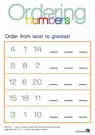 Image result for Kindergarten Number Order Worksheets
