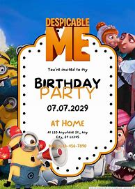 Image result for Despicable Me Party Invitations