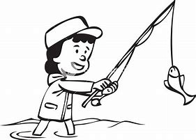 Image result for Black and White Cartoon Boy Fishing