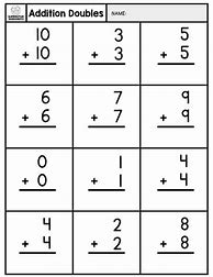 Image result for Addition Doubles Facts Worksheet
