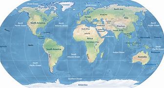 Image result for Continents and Oceans Labeled
