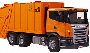 Image result for Orange Garbage Truck