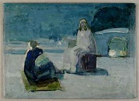 Image result for henry ossawa tanner paintings nicodemus and Jesus on a Rooftop