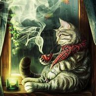 Image result for Smoking Cat Art