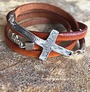 Image result for Men's Leather Bracelet with Cross