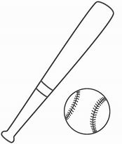 Image result for Baseball Bat and Ball Outline