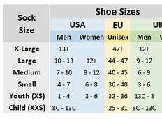 Image result for Adult Sock Size Chart