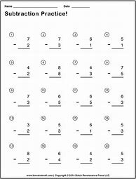 Image result for Basic Subtraction Math Worksheets