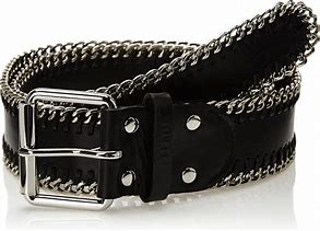 Image result for Black Leather Chain Belt