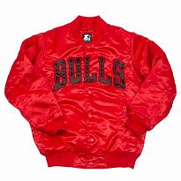 Image result for Chicago Bulls Starter Jacket Red with Black and White Stripes