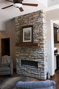 Image result for Stacked Stone Fireplace Mantels