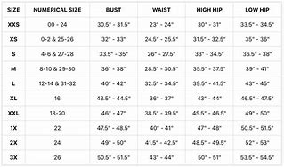 Image result for Number Size Chart Women