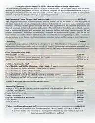 Image result for Funeral General Price List Template