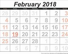 Image result for February 2018 Calendar Printable Org