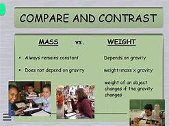 Image result for Compare and Contrast Mass and Weight
