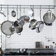 Image result for Stainless Steel Pots and Pans Hanging Rack