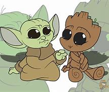 Image result for Baby Yoda Groot Friends PNG