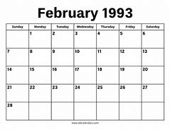 Image result for February 1993 Calendar