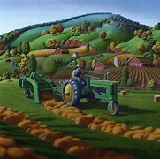Image result for John Deere Art with Combine and Truck