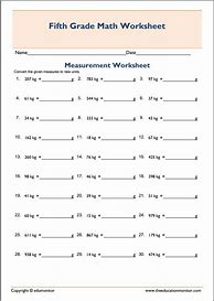 Image result for 5th Grade Math Measurement Worksheets