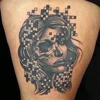 Image result for Skull Pixel Tattoo