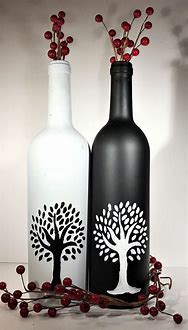 Image result for Black and White Painted Wine Bottles