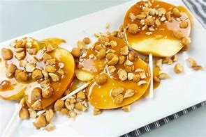 Image result for Apple Slices with Caramel On Sticks