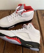 Image result for Jordan 5 Retro Fire Red Silver Tongue