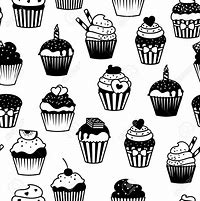 Image result for Cupcake Vector Black White