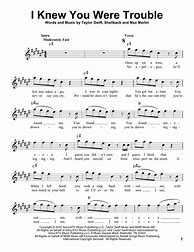 Image result for Taylor Swift Violin Sheet Music I Knew You Were Trouble