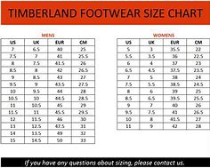 Image result for Timberland Size Chart