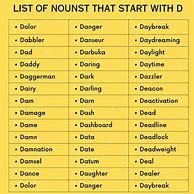 Image result for Nouns That Start with D