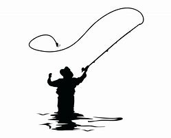 Image result for Black and White Stream Fishing Clip Art