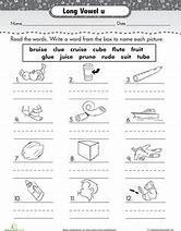 Image result for Long Vowel U Words Worksheet