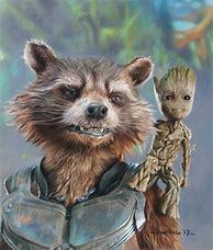 Image result for groot and rockets drawing