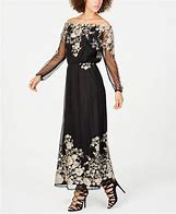 Image result for Inc Embroidered Off-The-Shoulder Maxi Dress, Created For Macy's - Silver/Black