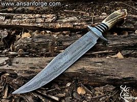 Image result for Bowie Damascus Wood and Green Handle