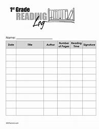 Image result for Printable Reading Log for First Grade