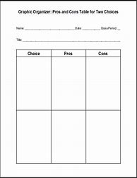 Image result for Blank Pros and Cons Chart