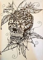 Image result for Skull Flower Drawing